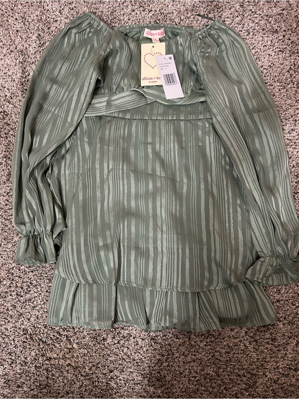 (NEW) Allison & Kelly Big Girl size 8 Lurex Shadow Stripe Dress